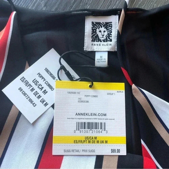 Anne Klein Womens Striped Cami Spaghetti Strap Tank Top Shirt NWT Size Medium - Picture 6 of 9